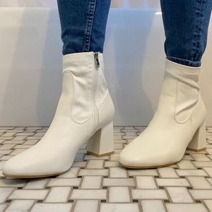 Nasty Gal White Heeled Ankle Sock Booties